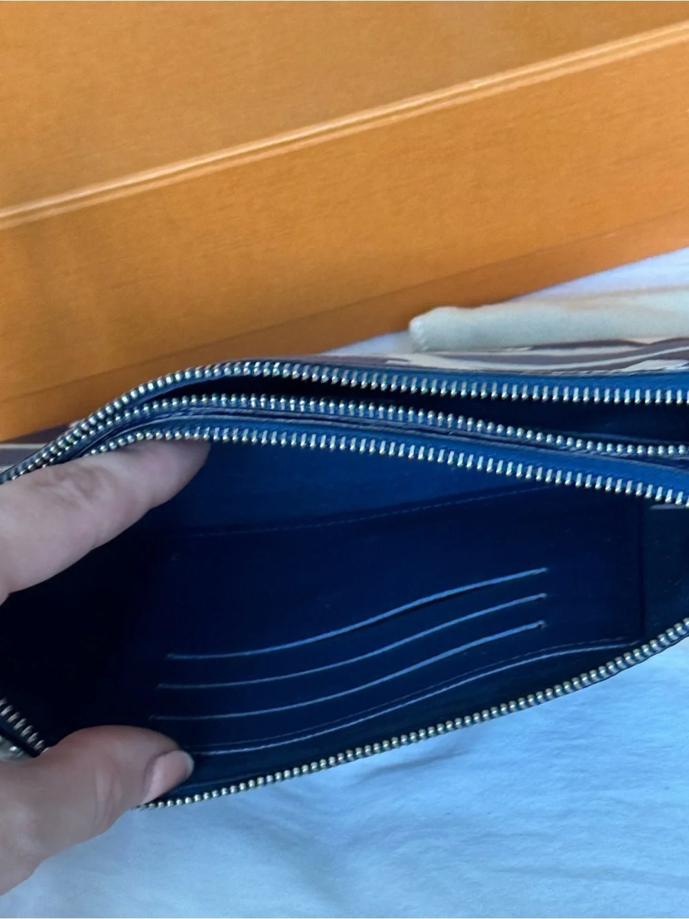 Louis Vuitton Blue & White Escale LV Monogram Double Zip Pochette
